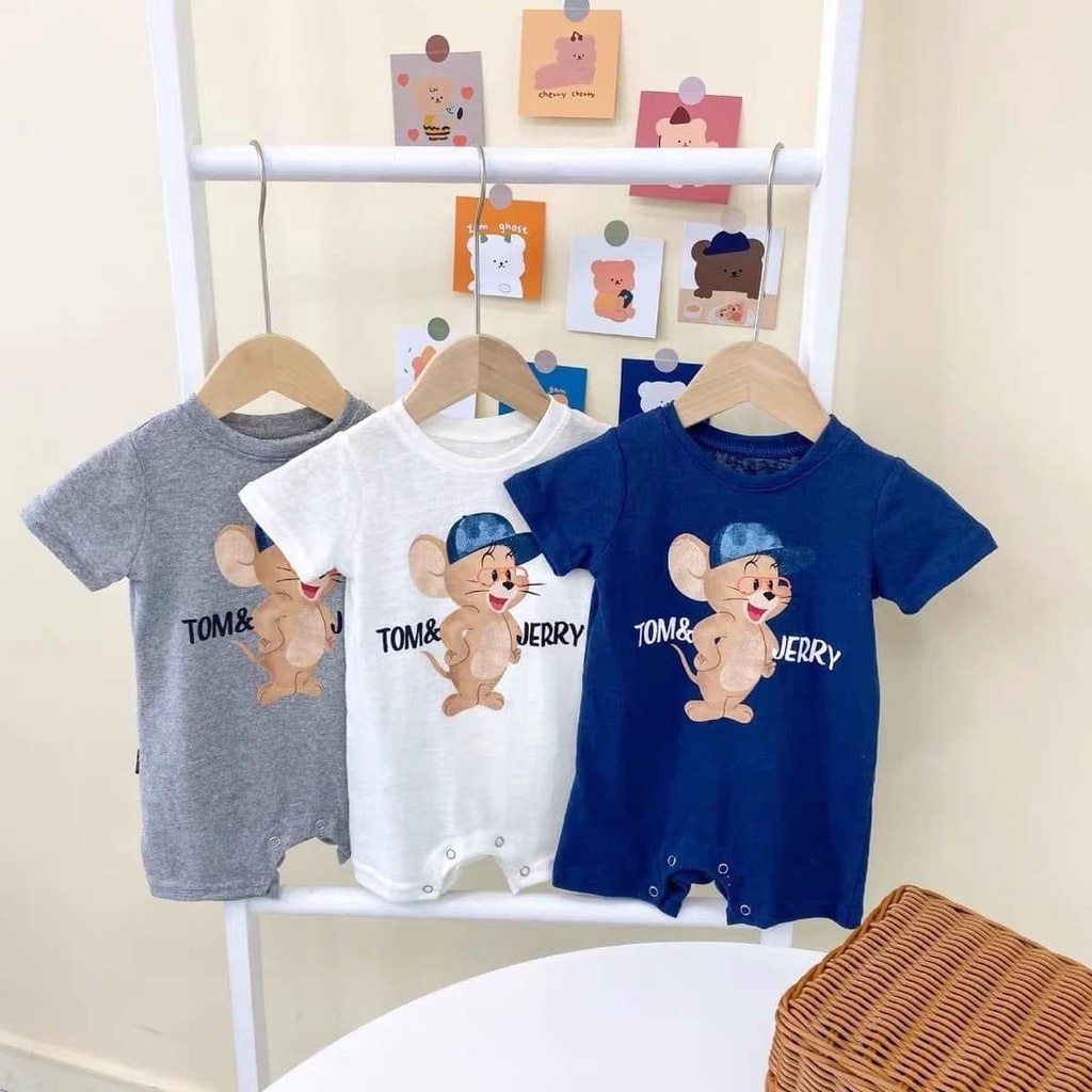 Bodysuit cho bé trai, bé gái ngắn tay, bộ liền thân thun lạnh in hình dễ thương - BABI HOUSE