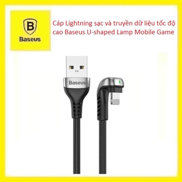 ✅CHÍNH HÃNG✅Dây Cáp sạc nhanh Baseus U-shaped Lamp Mobile Game cho iPhone 6/7/8/8Plus/X/XsMax/iPad-Max 2.4A LED báo điện