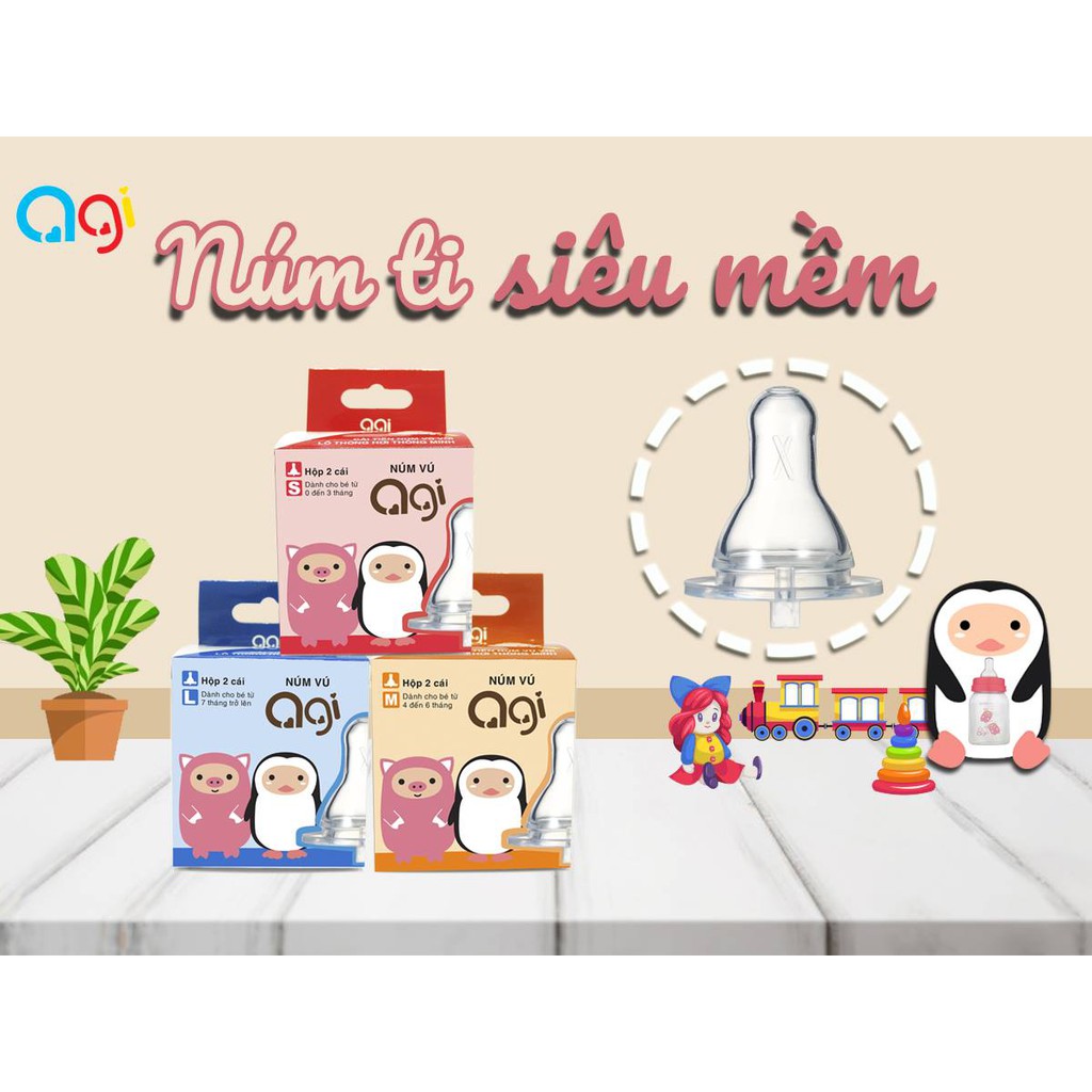 Bình Sữa Agi Premium 60ML/ 140ML/ 250ML Cho Bé Có Van Chống Sặc Chống Đầy Hơi ( mẫu mới)