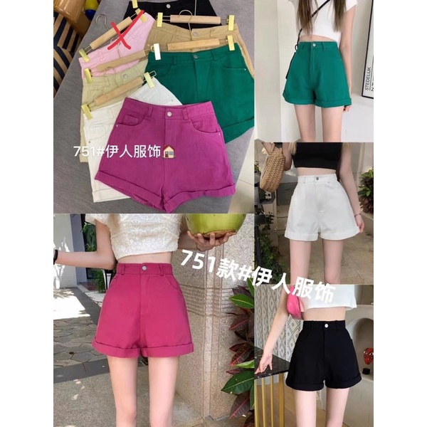 Xả hàng - Quần short bò trơn gập gấu, Quần đùi jean trơn đơn giản QS751 - NhiNhi Shop
