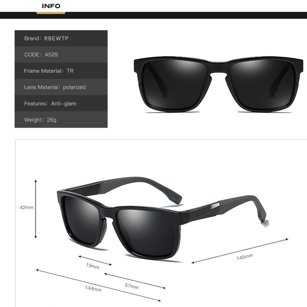 RBEWTP TR90 Frame Spring Leg Square Polarized Sunglasses for Driver Men Mirror hight quality