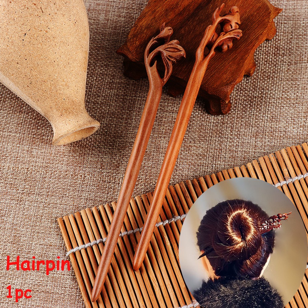Trâm Cài Tóc Bằng Gỗ Đào Chạm Khắc Thủ Công Thời Trang Cho Nữ