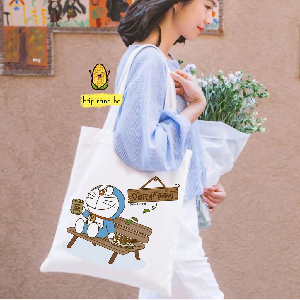 TÚI TOTE MÈO MÁY DORAEMON - VẢI DỆT CANVAS