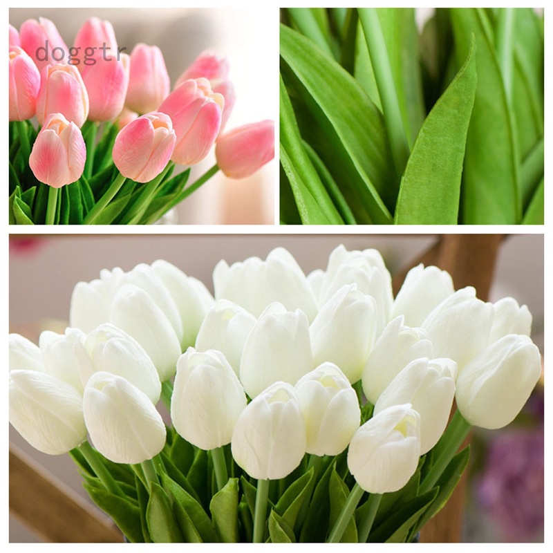 Doggtr Hoa Tulip Nhân Tạo Mini Màu Trắng Xinh Xắn Dùng Trang Trí Tiệc Cưới