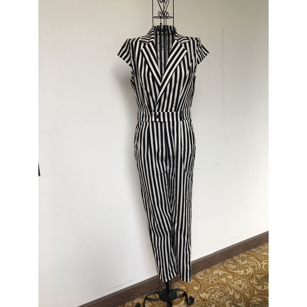 Đồ Jumpsuits liền thân sọc sơ mi thời trang - J0014