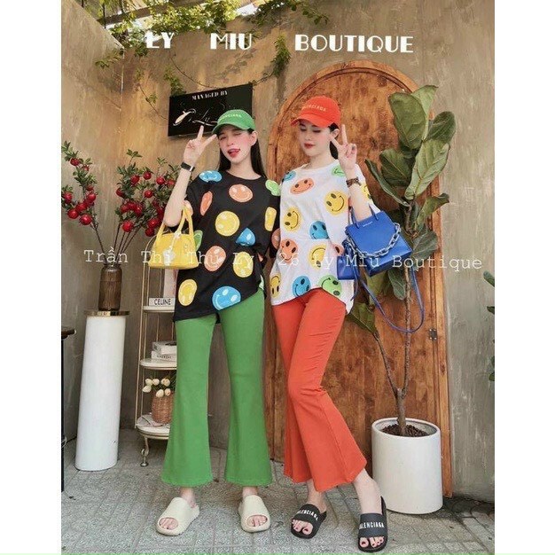 set áo thun form rộng in icon 3d quần dài kng