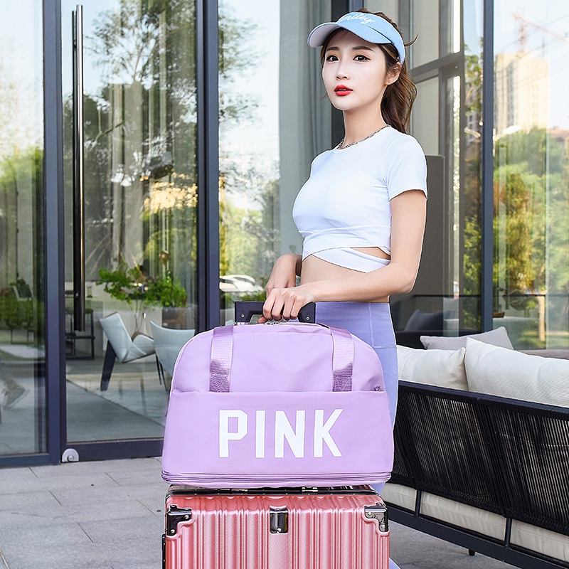 Túi Du Lịch Cỡ Lớn 2 Tầng Pink Đa Năng Chất Liệu Dệt Cao Cấp Chống Nước SC34