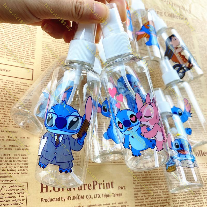 1 Chai Nhựa Rỗng Trong Suốt Đựng Mỹ Phẩm Dạng Xịt 100ml Họa Tiết Stitch Dễ Thương