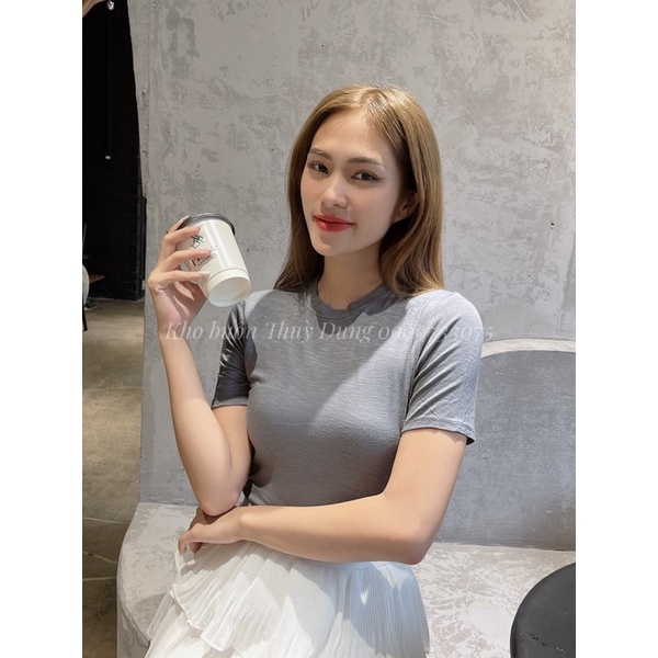 Áo ôm body tay ngắn cổ tròn