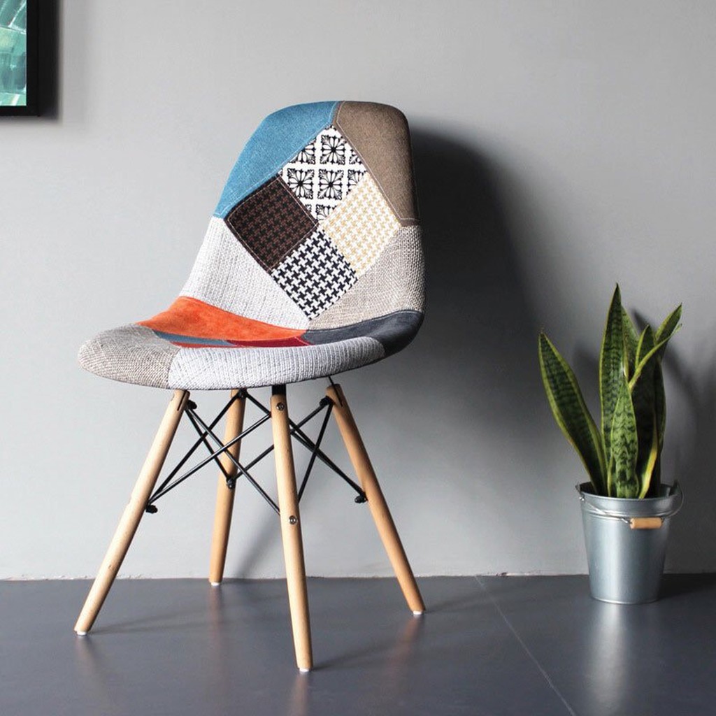 [GHẾ CAFE - GHẾ ĂN] GHẾ EAMES THỔ CẨM CHÂN GỖ | BigBuy360 - bigbuy360.vn
