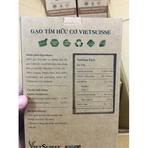 Gạo Hữu Cơ Vietsuisse 1kg - cho bé từ 6m+