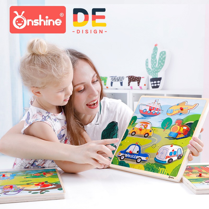 Onshine Giáo dục mầm non Nhận thức về Động vật Giao thông Bàn tay Nắm lấy Trò chơi ghép hình cho trẻ em Âm thanh cảm quang Mô phỏng âm thanh Đồ chơi âm thanh