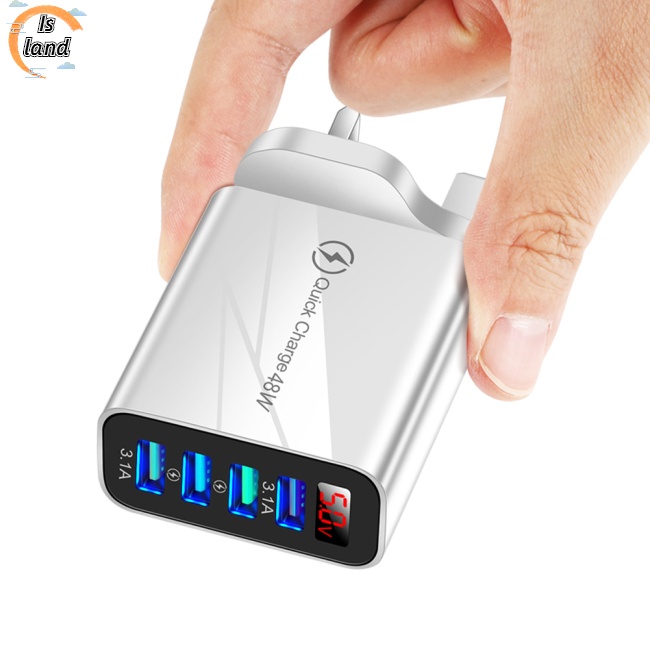 Bộ Sạc Nhanh 48W 3.1A Usb Màn Hình Lcd 4 Cổng Usb