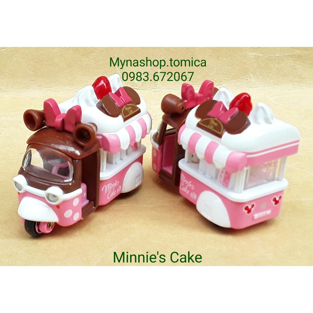 Đồ chơi mô hình tĩnh xe tomica không hộp, Minnie's Cake, xe bán bánh ngọt chuột Minnie