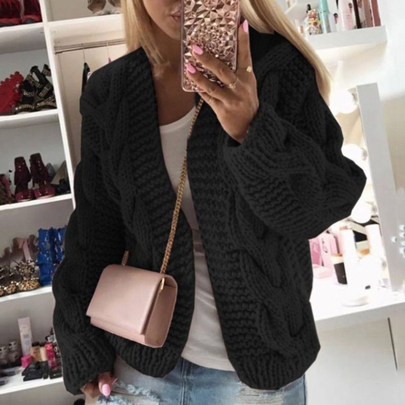 Áo Sweater Dệt Kim Tay Dài Thiết Kế Hở Trước Độc Đáo Thời Trang Cho Nữ