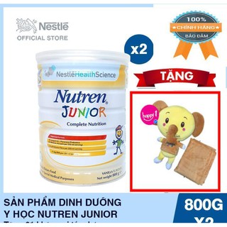HÀNG CTY (TẶNG BỘ MỀM GỐI) Combo 2 lon Sữa bột Nutren Junior 800g/lon