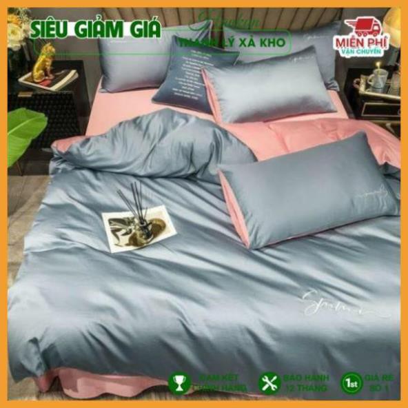 Bộ chăn ga gối cotton lụa Sumoi hàng cao cấp, drap cotton lụa nhập khẩu