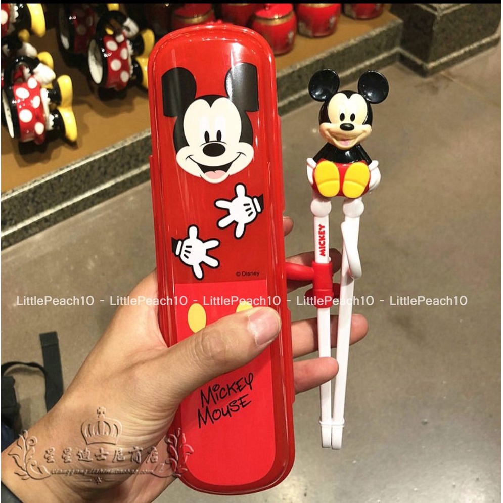 Set đũa tập ăn Disney kèm hộp đựng nổi 3D Frozen Car Mickey Minnie Sulley Mike Princess cho trẻ em