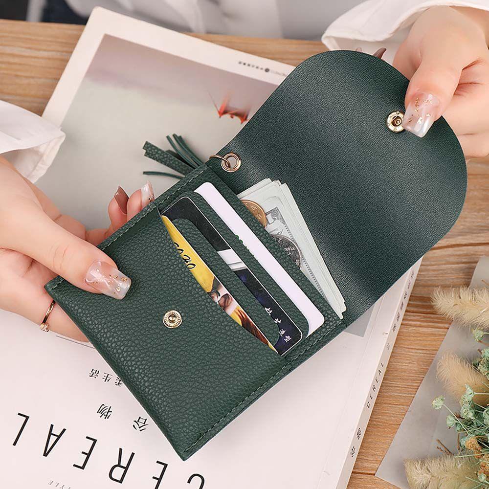 Ví Ngắn Đính Tua Rua Có Khóa Cài Thời Trang Cho Nữ Giá Đỡ