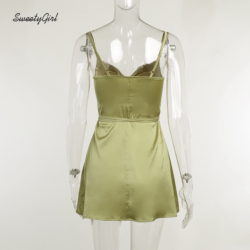 Đầm Mini Không Tay Cổ Chữ V Khoét Sâu Màu Sắc Trơn Quyến Rũ Cho Nữ 2022