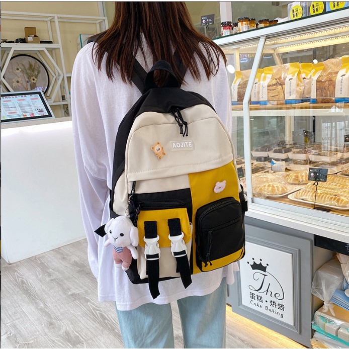 Balo ulzzang nam nữ đi học chống thấm phối màu BAG U AJO25