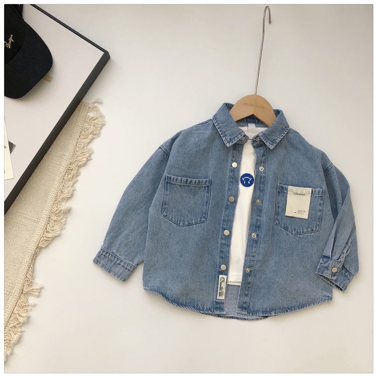 Áo Khoác Cotton Tay Dài Dáng Rộng Thời Trang Mùa Hè Hàn Quốc Cho Bé Trai 4-10 Tuổi