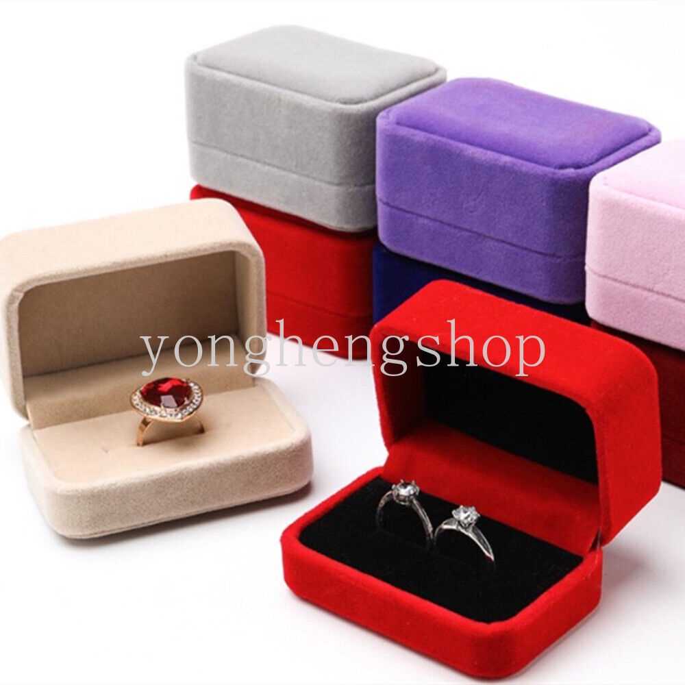 Hộp Đựng Nhẫn Đôi Hình Chữ Nhật Chất Liệu Nhung Sang Trọng Ốp