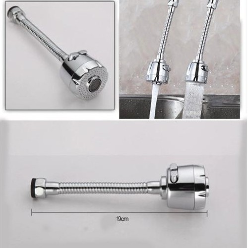 ĐẦU VÒI TĂNG ÁP XOAY 360 ĐỘ INOX TIẾT KIỆM NƯỚC, ĐẦU VÒI DÀI 18Cm