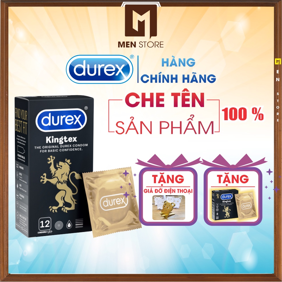 Bao cao su Durex Kingtex 12 bao 49mm chính hãng siêu mỏng chống xuất tinh sớm