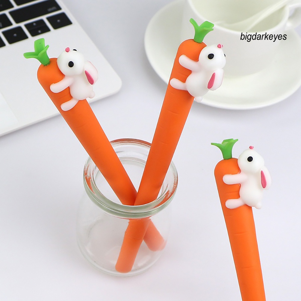 Bút Mực Gel Ngòi 0.5mm Vỏ Silicon Hình Thỏ Cà Rốt Dễ Thương