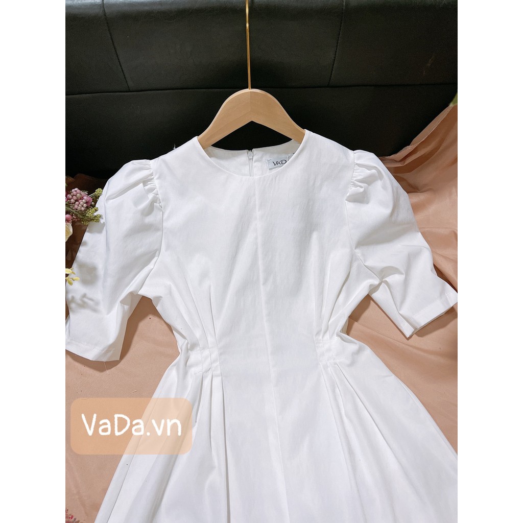Váy đầm dự tiệc tay ngắn cổ tròn đơn giản chít eo siêu iu đi học ,đi chơi , đi tiệc dễ thương - Thời trang VADA - V6 | BigBuy360 - bigbuy360.vn