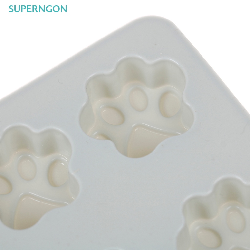 Khuôn Silicone 10 Ngăn Tạo Hình Dấu Chân Mèo Trang Trí Bánh