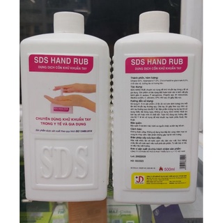 Sds hand rub dung dịch cồn khử khuẩn tay nhanh chai 500ml