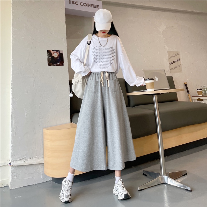 Quần SUXI ống rộng lưng cao phong cách Hàn Quốc mới cho nữ