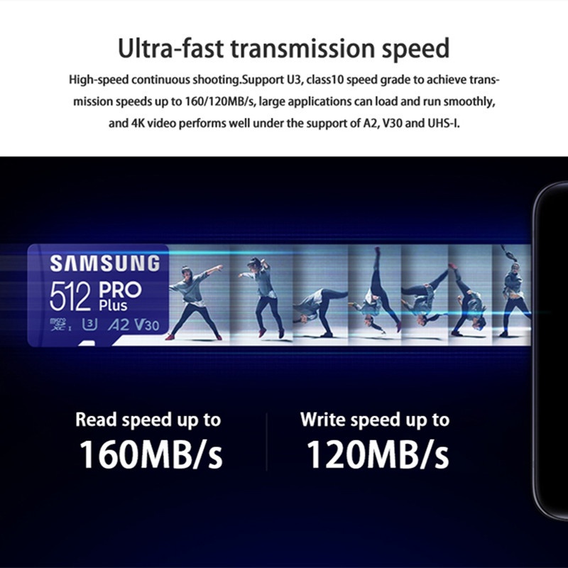 Thẻ nhớ micro sd 1024gb 512gb 256gb 32gb 128gb 64gb 16gb 160mb u3 tf samsung pro kèm phụ kiện