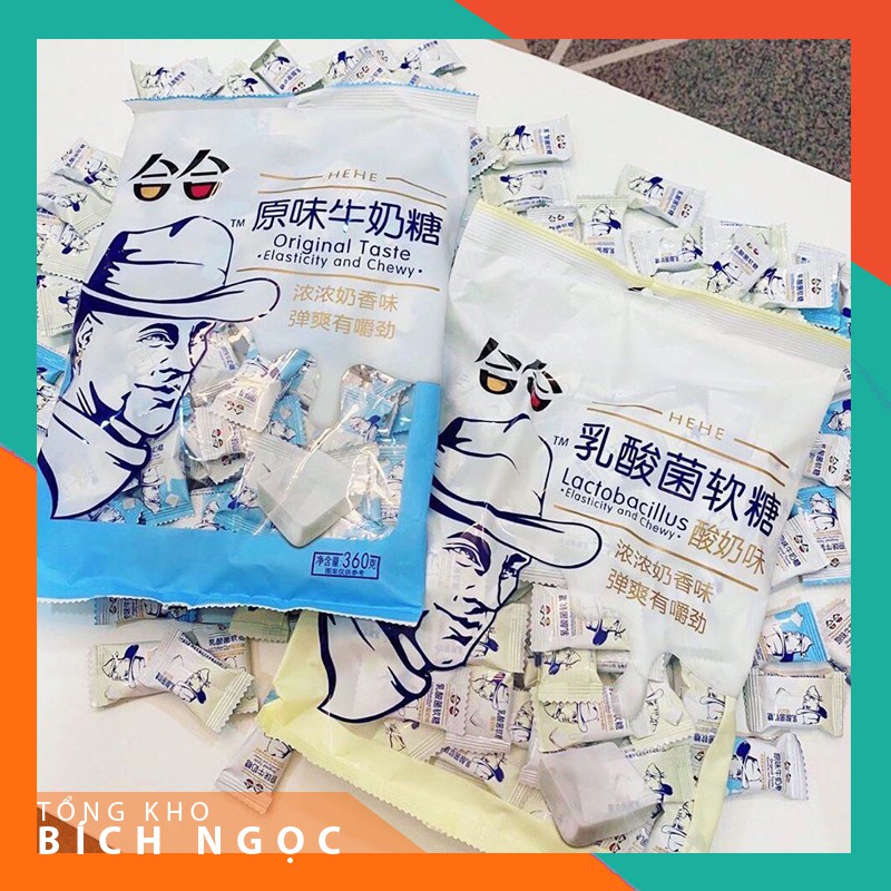 Kẹo Sữa Chua Ông Già Horsh, Tuyệt Ngon Thơm 3 Vị Sữa Chua/Sữa Tươi/Trứng Muối, Nhập HongKong Khối Lượng Gói 360g