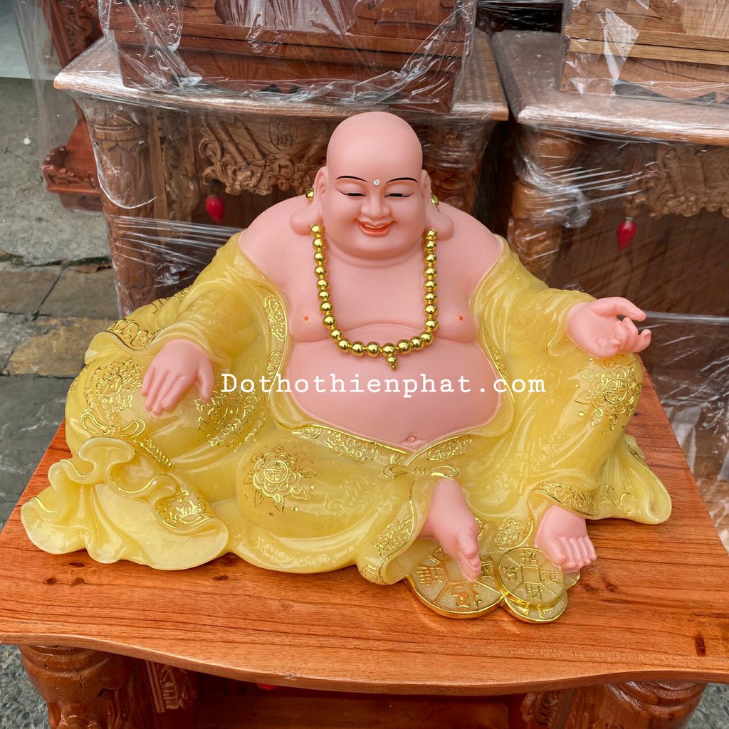 Tượng phật di lặc đá 12in ngang 27 cm rất đẹp