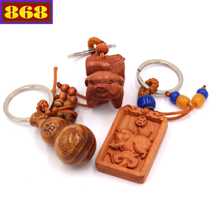 Bộ 3 móc chìa khóa phong thủy 12 con giáp tuổi hợi BBMH6