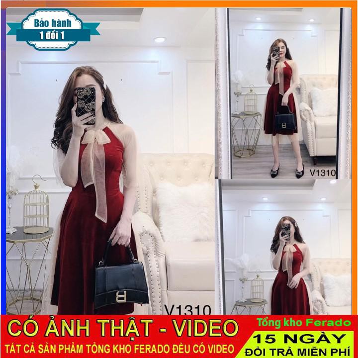 [ xả kho ] MiD Đầm nhung phối lưới V1310 sang chảnh kiêu sa Mie Design kèm ảnh thật