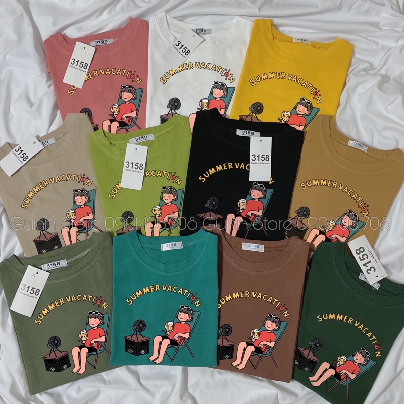 Áo Thun 3158 Hình In Summer Form Unisex Chất Cotton Khô Loại 1, Thoáng Mát, Thấm Hút Mồ Hôi - GUNN