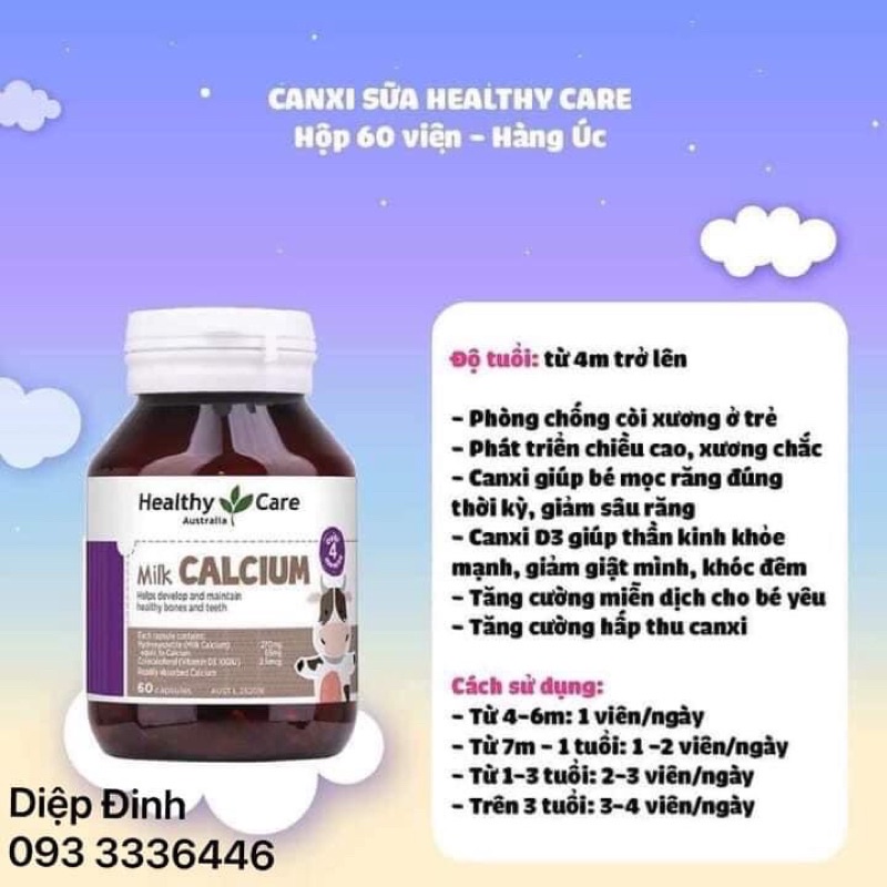 Viên Canxi và DHA Healthy Care Úc 60viên