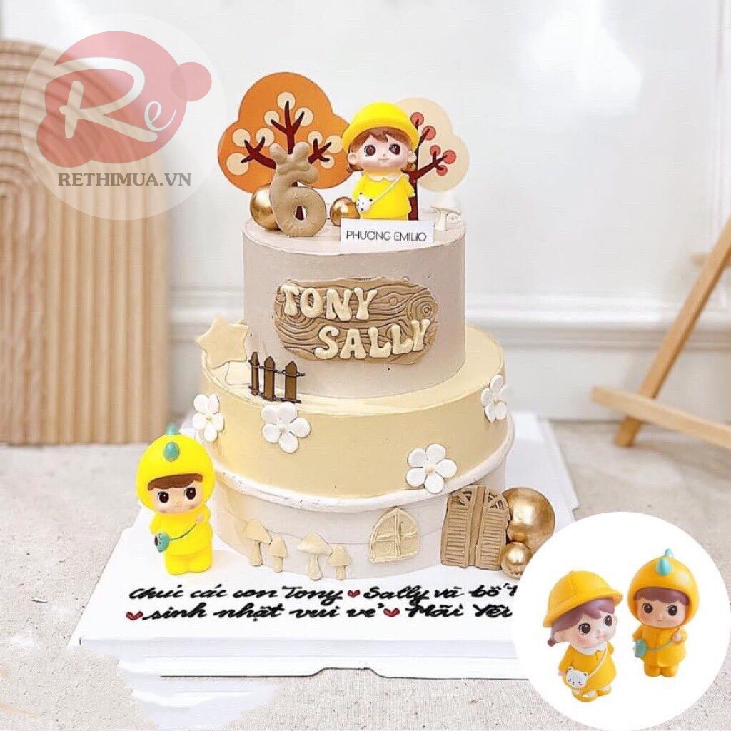 [SIÊU RẺ❤️] – Em bé áo vàng (1 Cặp) - Trang trí bánh sinh nhật bánh kem