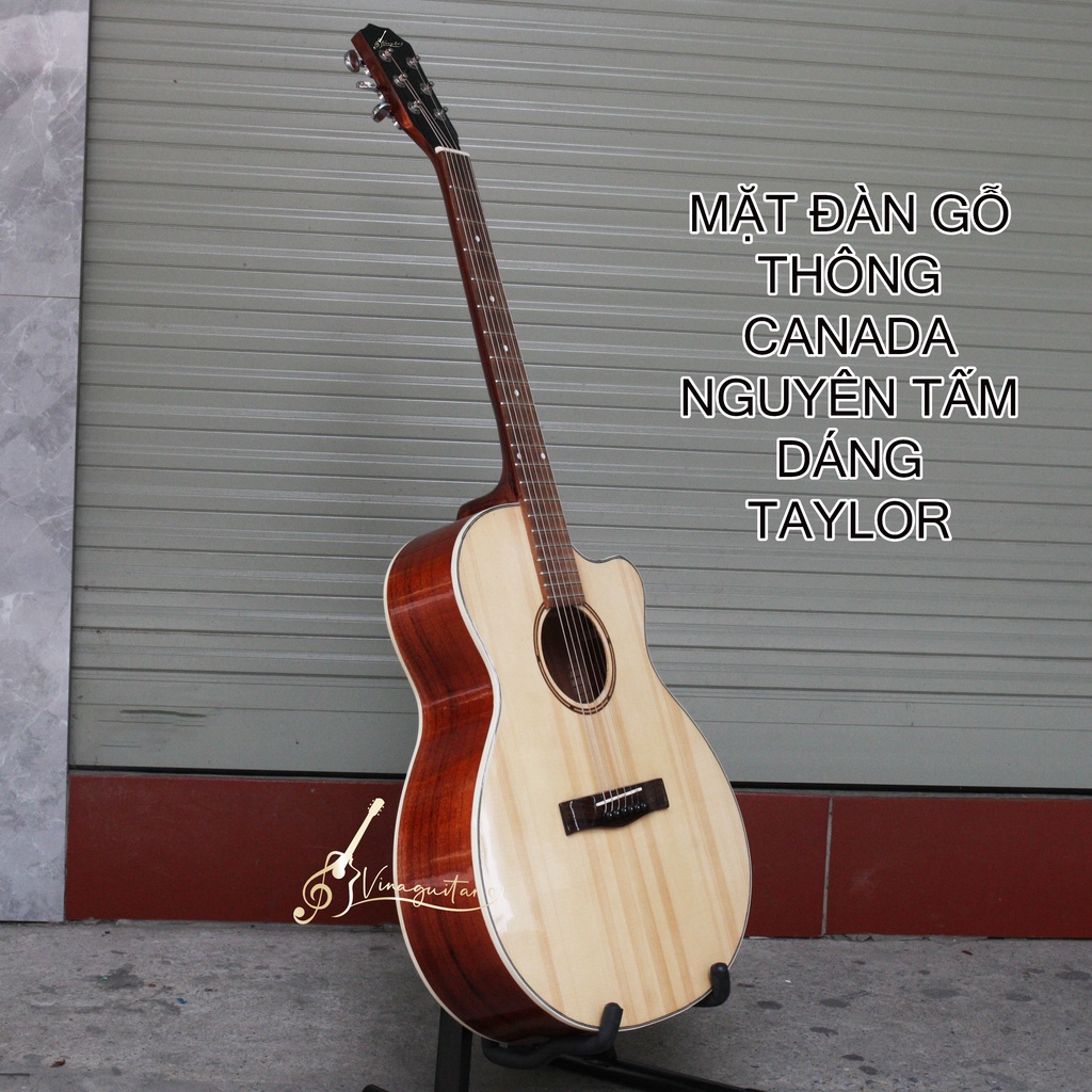 Đàn guitar acoustic gỗ thịt VG-HD FULL SOLID Gỗ Thịt 100% có EQ guitar classic Vinaguitar- guitar có eq gỗ thịt khóa đúc