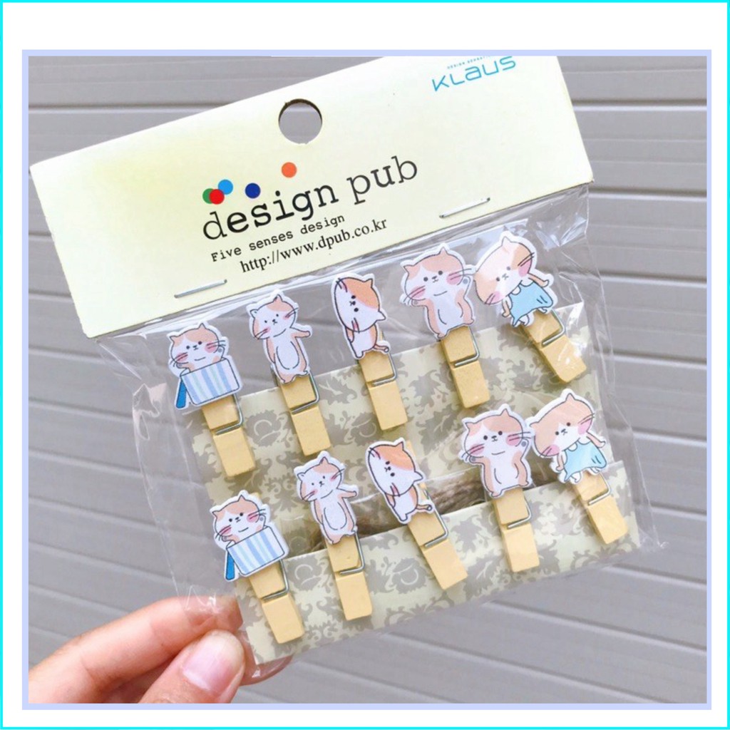 Set 10 kẹp ảnh gỗ treo ảnh trang trí tường kèm dây thừng 2m quà lưu niệm