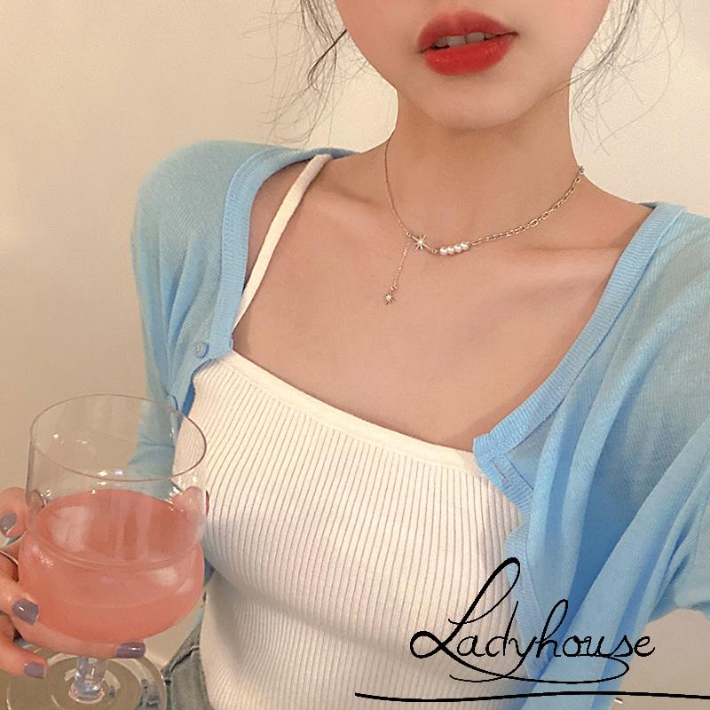 Vòng cổ mặt hình bướm đính ngọc trai nhân tạo thanh lịch cho nữ