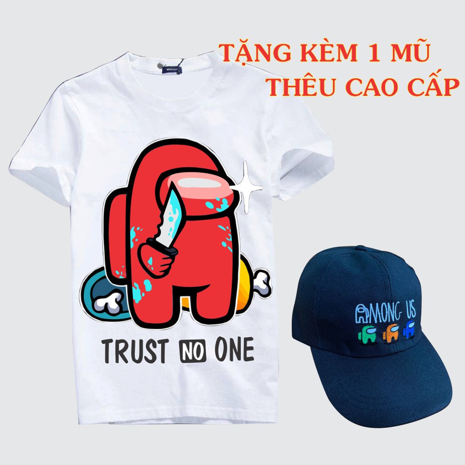 [Mã MAMT2405 giảm 10K đơn 0đ] Áo AMong Us [ Tặng Mũ Among Us ] Màu Đen Và Trắng In 3D Sắc Nét Dành Cho Cả Nam Và Nữ