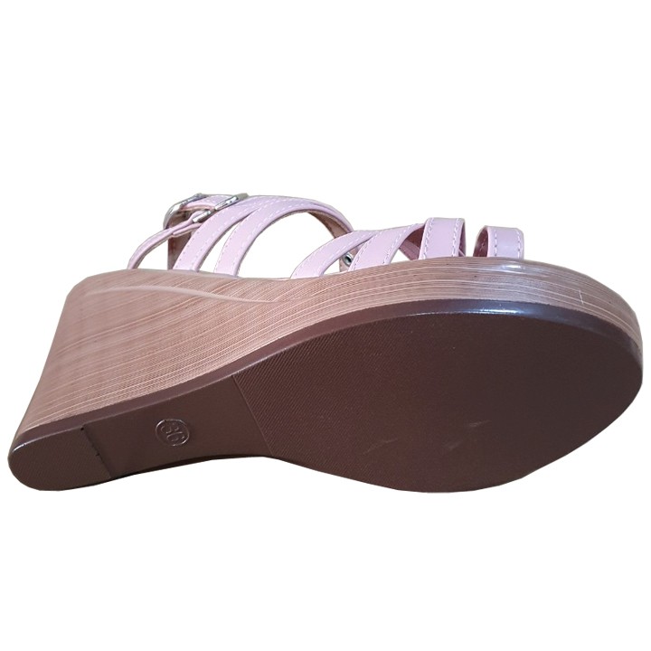 Giày Sandal Nữ Đế Xuồng Trường Hải Cao 9.5cm Màu Hồng DX145