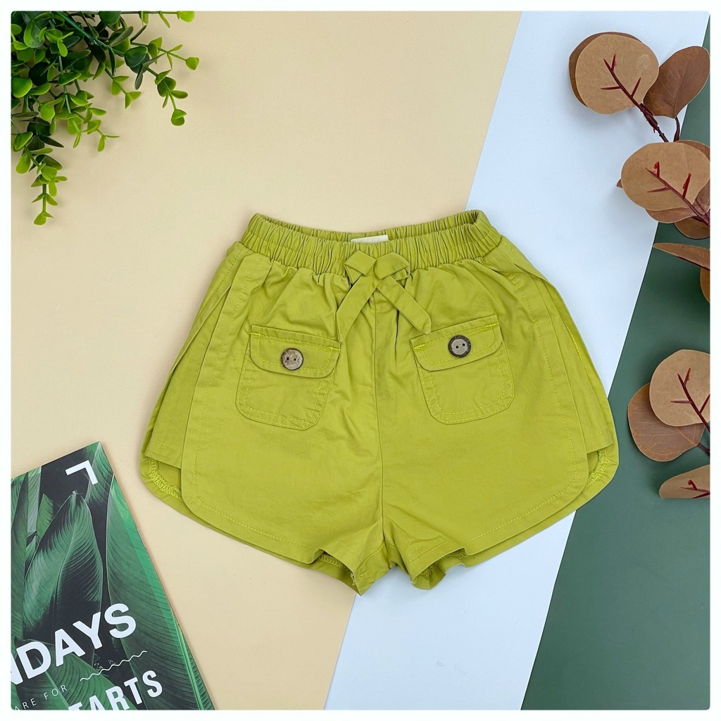 Quần đùi bé gái Kaki mềm Litibaby size 9-27kg