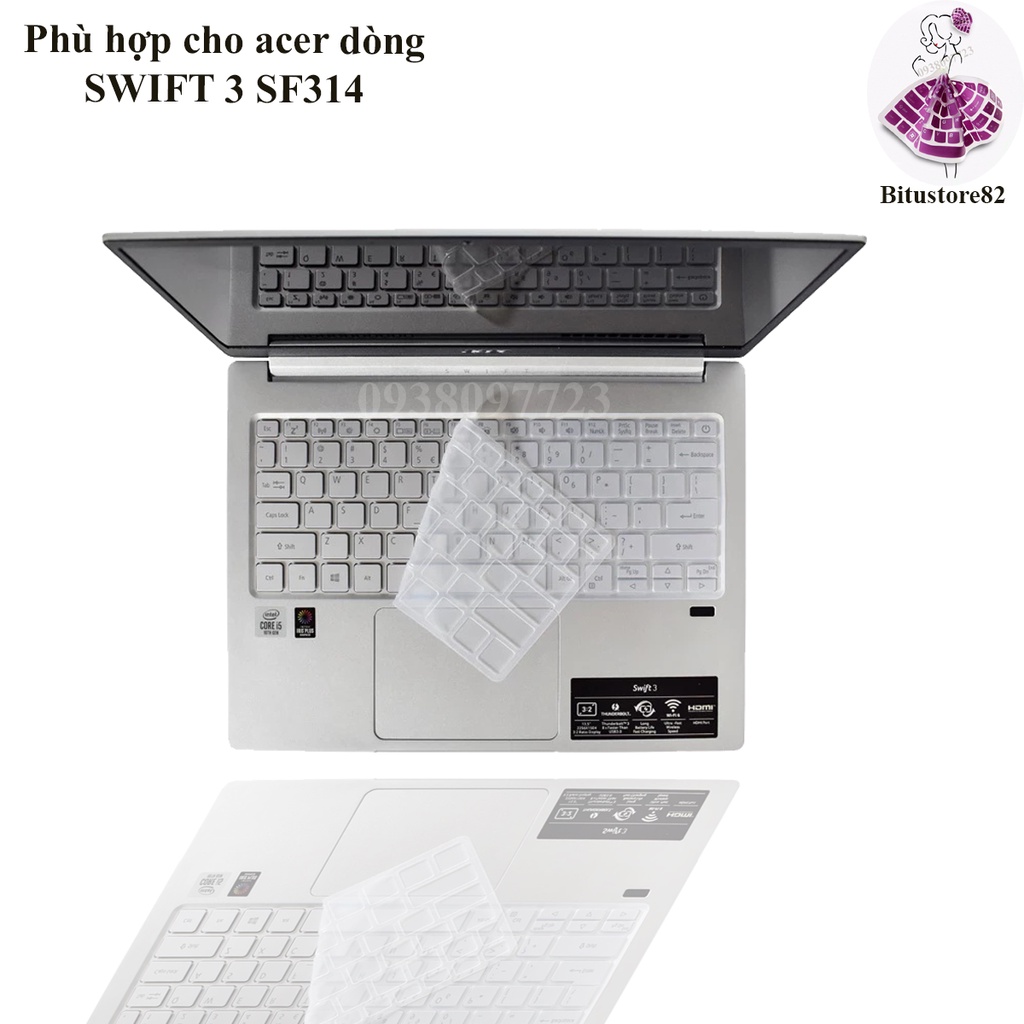 Ốp bàn phím dành cho laptop Acer Swift 3 SF314 - Miếng, tấm silicon bảo vệ che, phủ, đậy, lót bàn phím