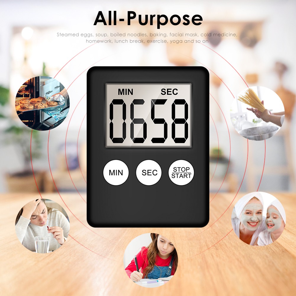 ★★ Super Thin LCD Digital Screen Kitchen Timer Square Cooking Count Up Countdown Alarm Magnet Clock Temporizador 【SK2】